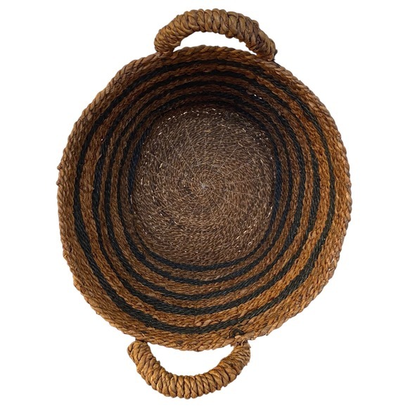 NEW Threshold Tall Woven Striped Basket With Handles Black Natural - Picture 5 of 8